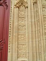 Lyon, Cathedrale Saint Jean, Portail, Porche central, Ebrasement, Plaques decorees (04)